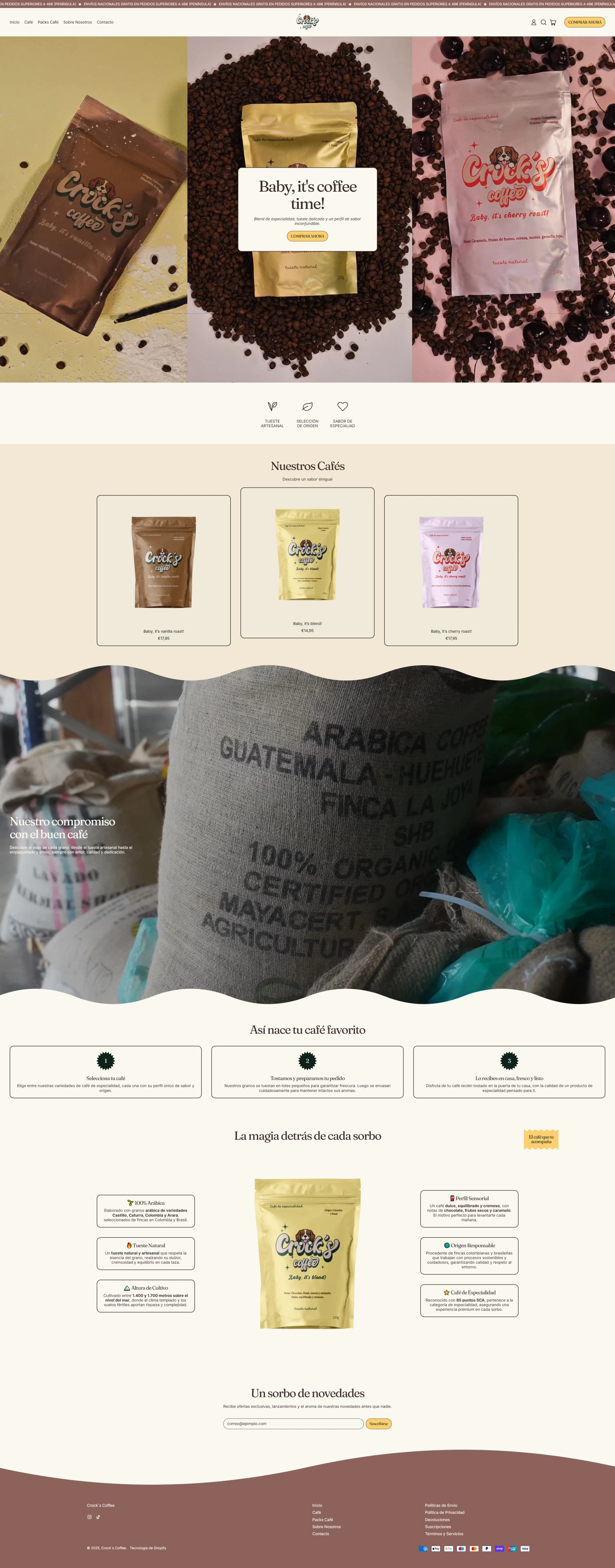 Diseño web Shopify para Crocks Coffee