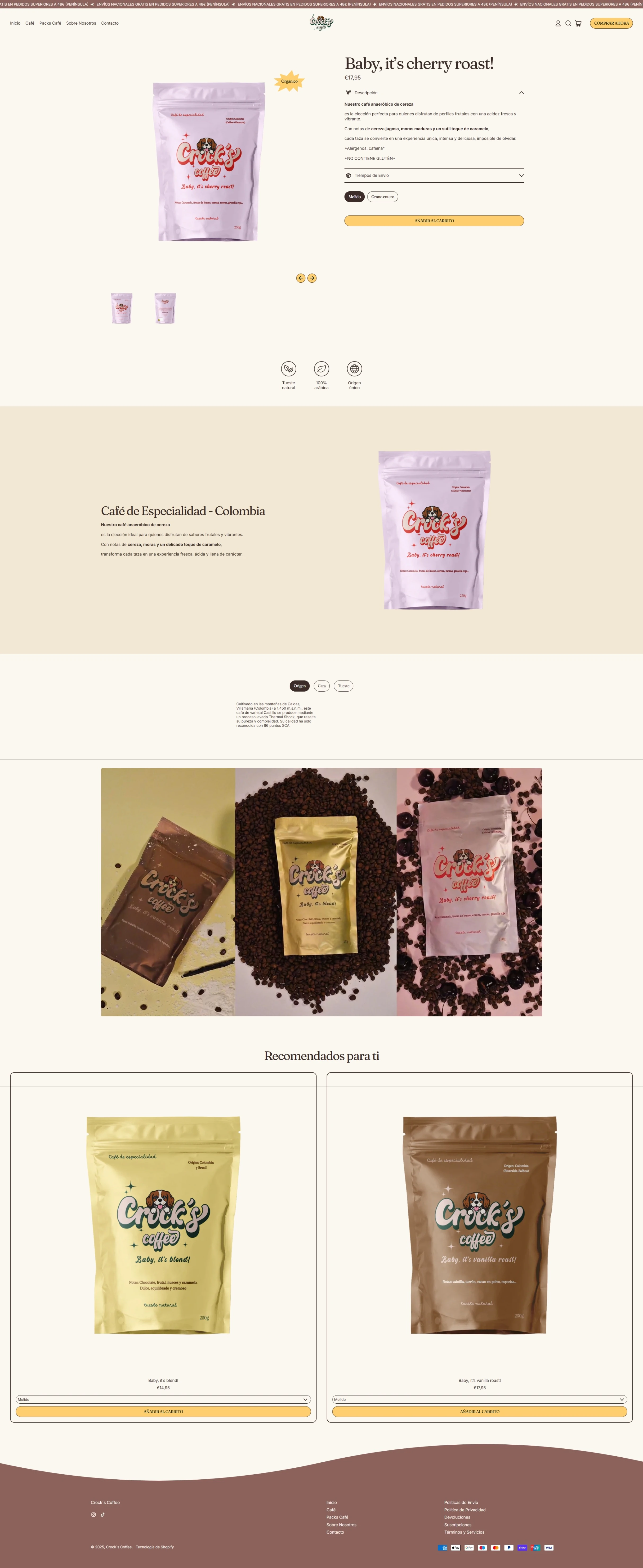 Ficha de producto de Crocks Coffee